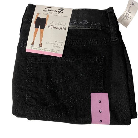 Seven7 Womens Relaxed Bermuda Shorts Black Cotton Blend Size 6 NWT - Picture 10 of 11